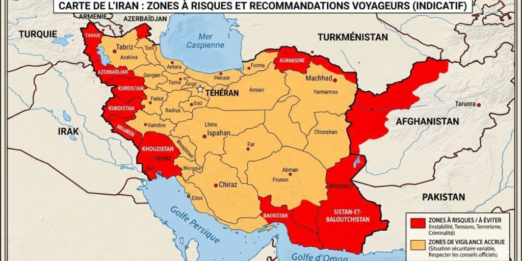 Carte zone dangereuses Iran